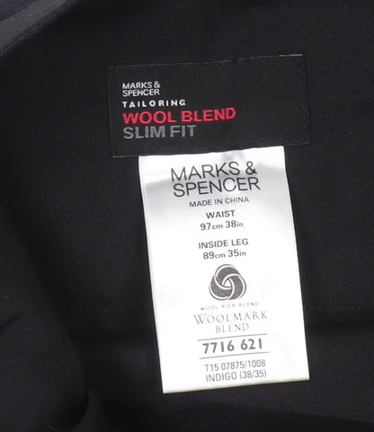 Marks and Spencer Black Slim Fit Wool Men's Trousers
