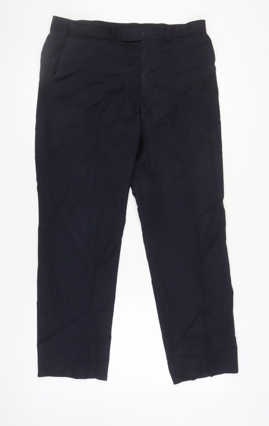 Marks and Spencer Men's Black Regular Fit Trousers