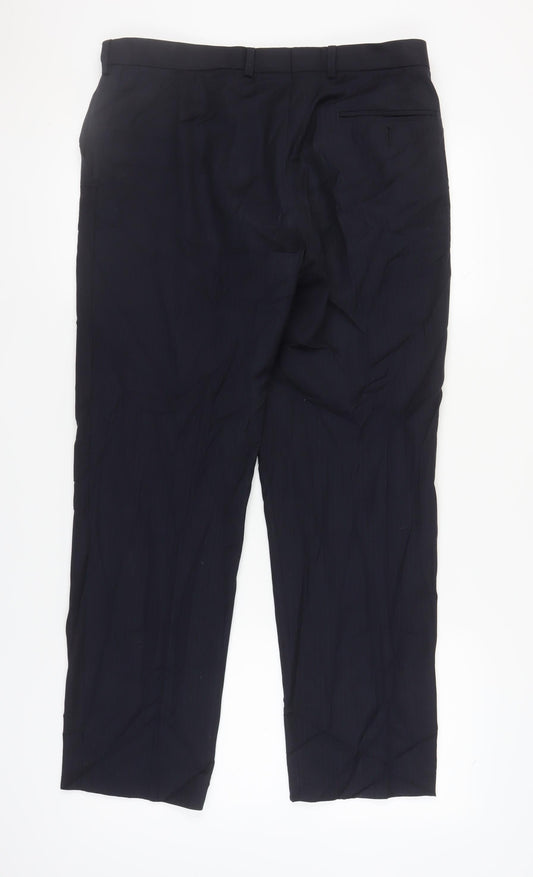Marks and Spencer Men's Black Regular Fit Trousers