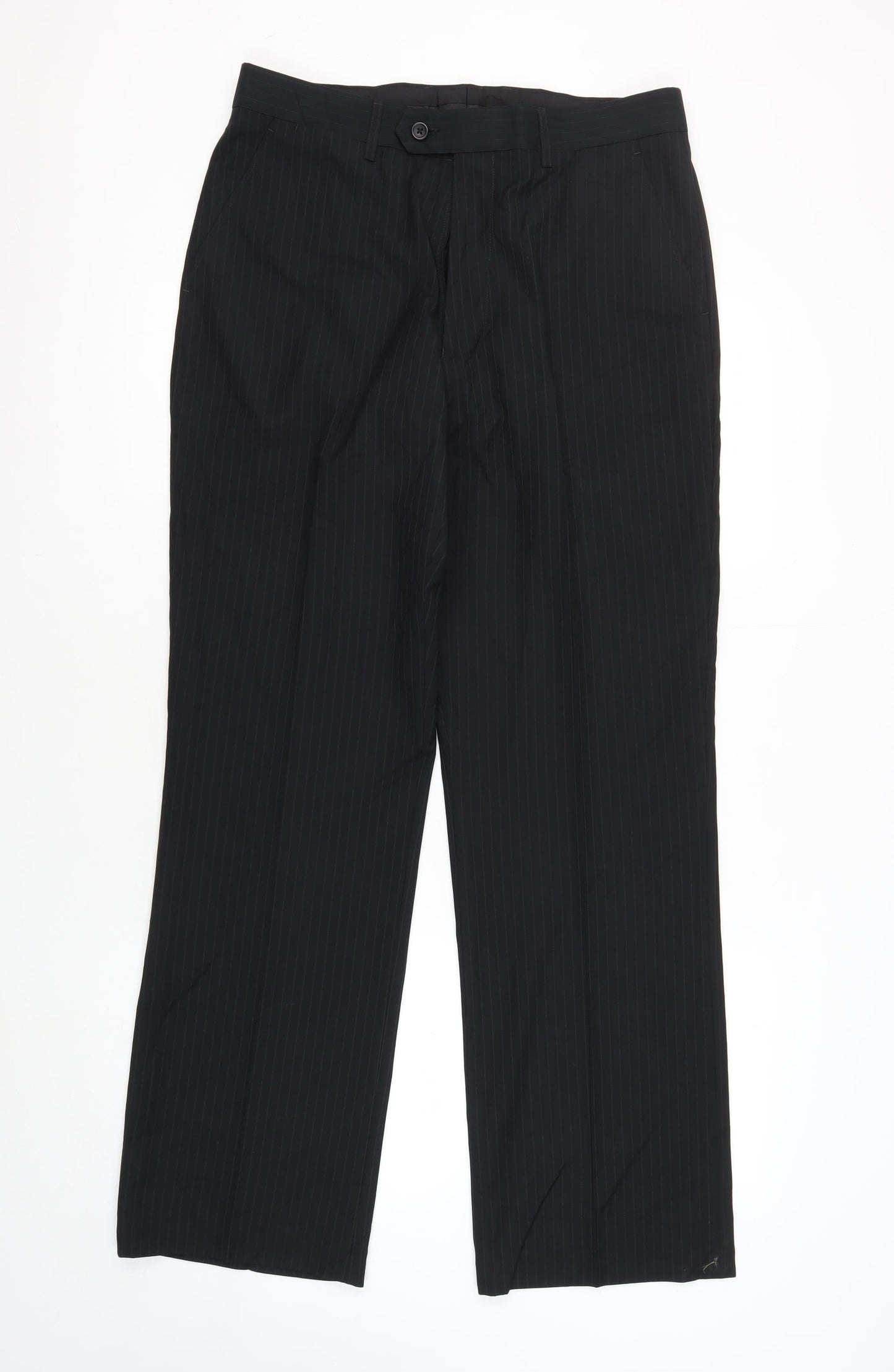 San Jura Men's Black Dress Pants 32R Flat Front
