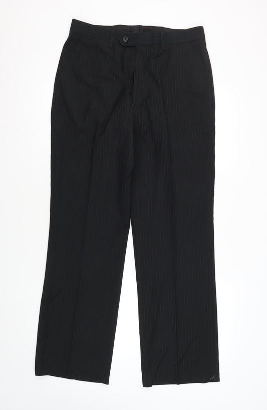 San Jura Men's Black Dress Pants 32R Flat Front