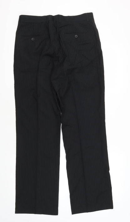 San Jura Men's Black Dress Pants 32R Flat Front