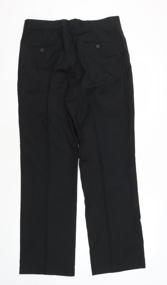 San Jura Men's Black Dress Pants 32R Flat Front