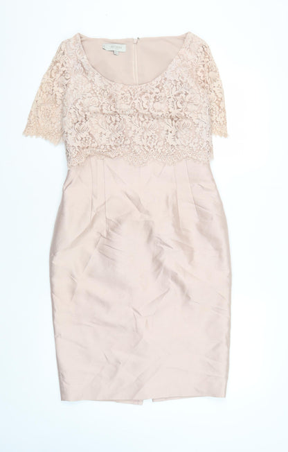 Hobbs Women's Beige Sheath Dress, Size 8, Formal Elegance