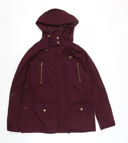 Bongo Women's Red Parka Jacket M Hooded Zipper