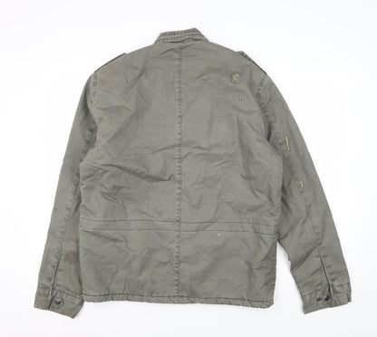 Mens UK Size L Charcoal Clothing Co Green Military Jacket
