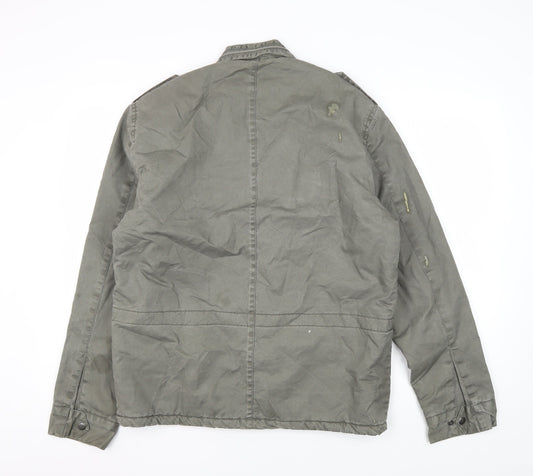 Mens UK Size L Charcoal Clothing Co Green Military Jacket