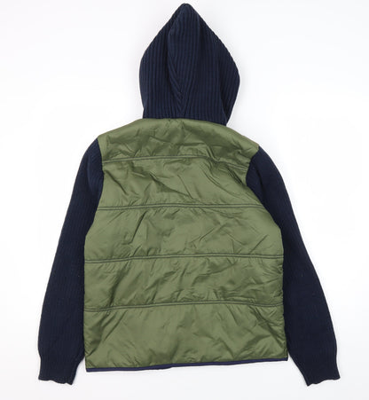 Next Boys Green Hooded Jacket Size 14 Years Nylon Acrylic Wool