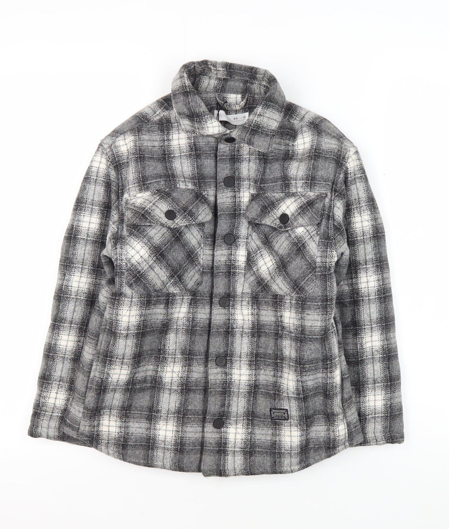 Zara Boys Grey Plaid Shirt Jacket 8-9 Years