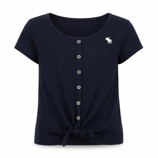 Front view of Abercrombie & Fitch Kids girls’ black t-shirt 5-6 years
