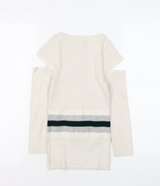 Karen Millen Women's Ivory XS Jumper, Cold Shoulder