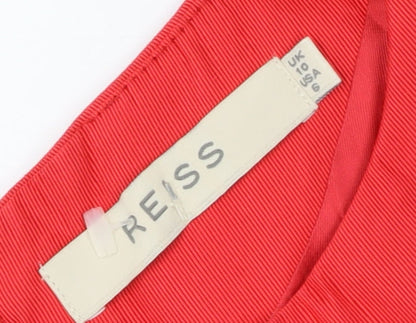 Reiss Women's Red Sheath Dress Size 12 Classic Zip Detail