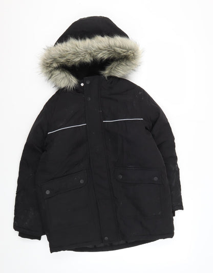 Very Boys Black Polyamide Hooded Jacket, 9 Years