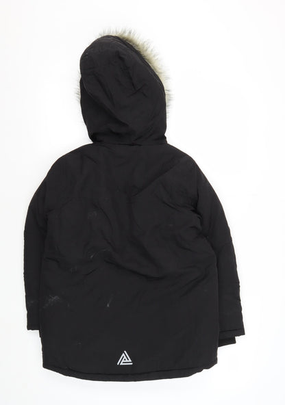 Very Boys Black Polyamide Hooded Jacket, 9 Years