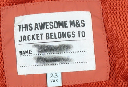 Marks and Spencer Boys Orange Hooded Jacket 2-3 Years