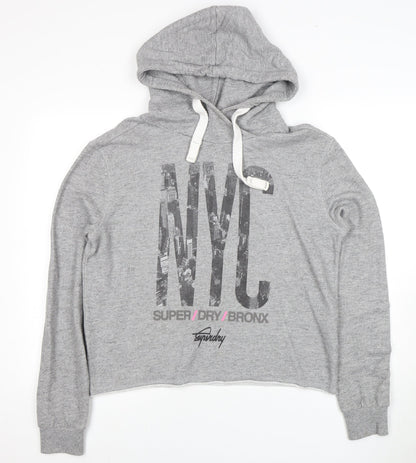 Superdry Women's Grey Logo Pullover Hoodie Size M