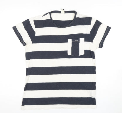 Barbour Unisex Black White Striped T-Shirt, Size S, Casual
