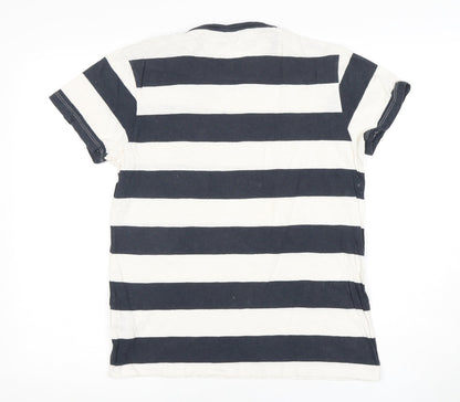 Barbour Unisex Black White Striped T-Shirt, Size S, Casual