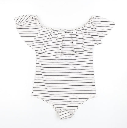 J.Crew Women's White Striped Bodysuit Size S