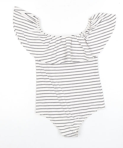 J.Crew Women's White Striped Bodysuit Size S