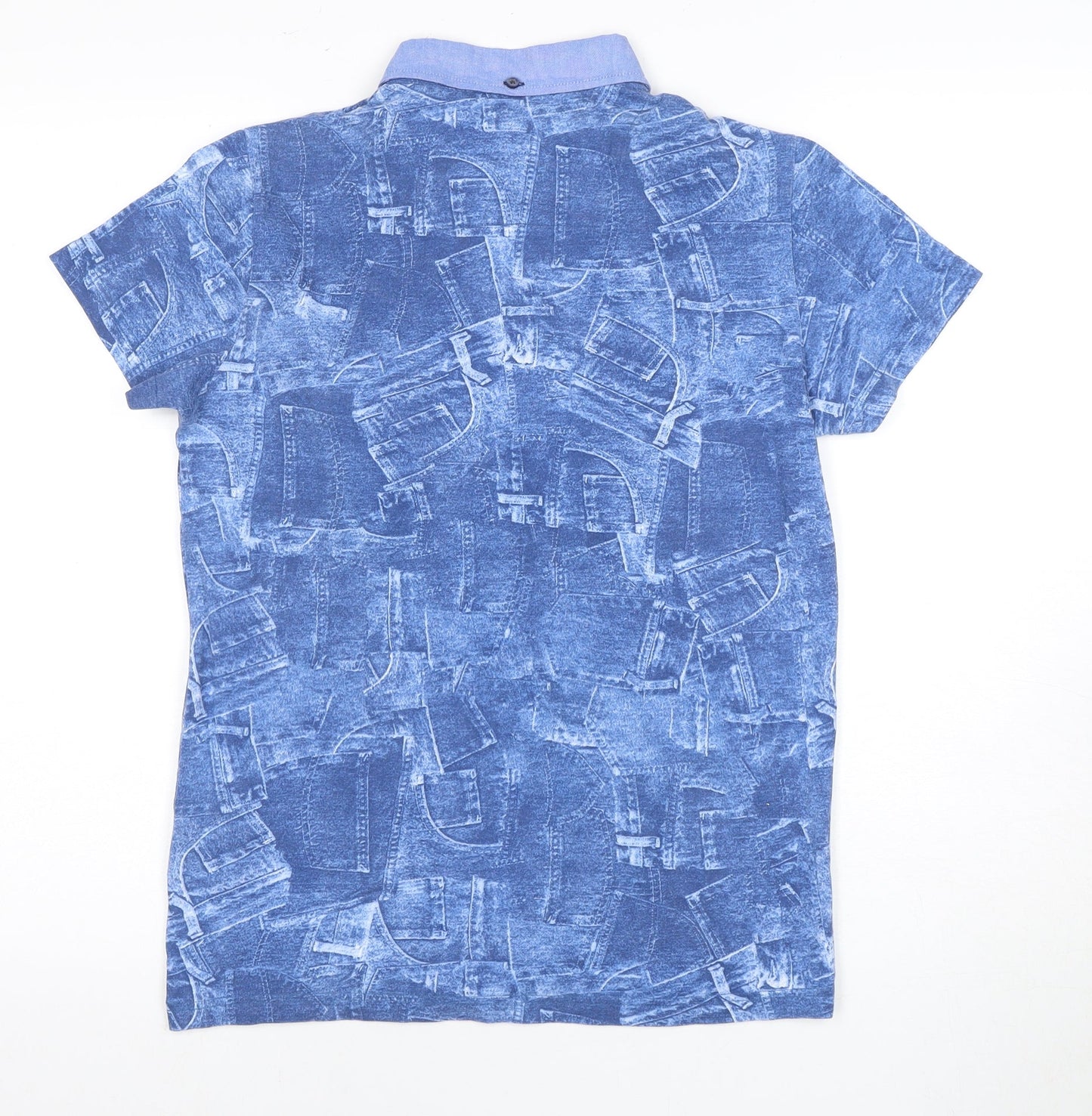 Guide London Men's Blue Polo Shirt S Graphic Print