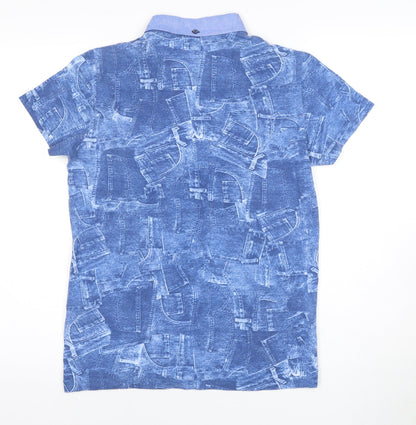 Guide London Men's Blue Polo Shirt S Graphic Print