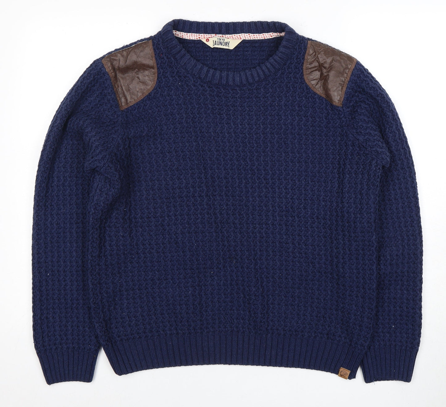 Tokyo Laundry Men's Blue Wool Chunky Pullover L
