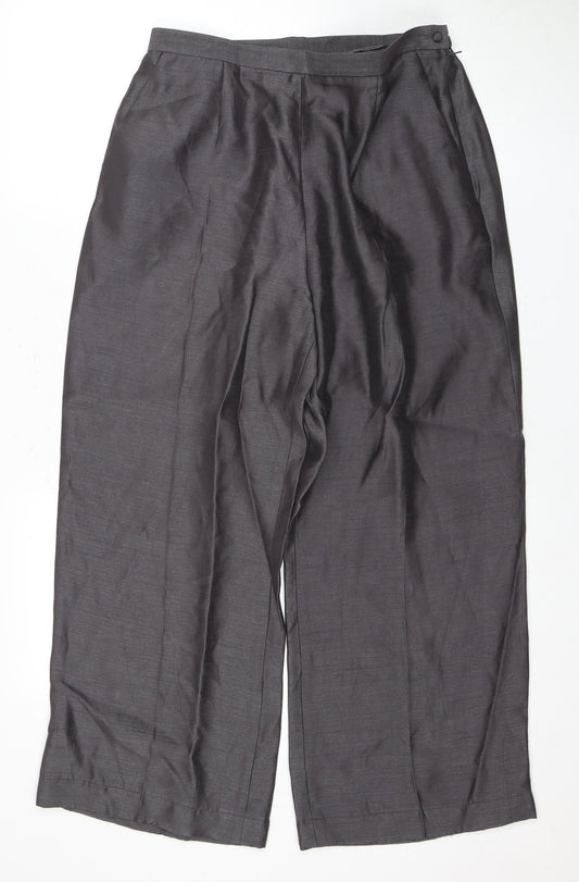 Jacques Vert Women's Grey Wide-Leg Trousers Size 14