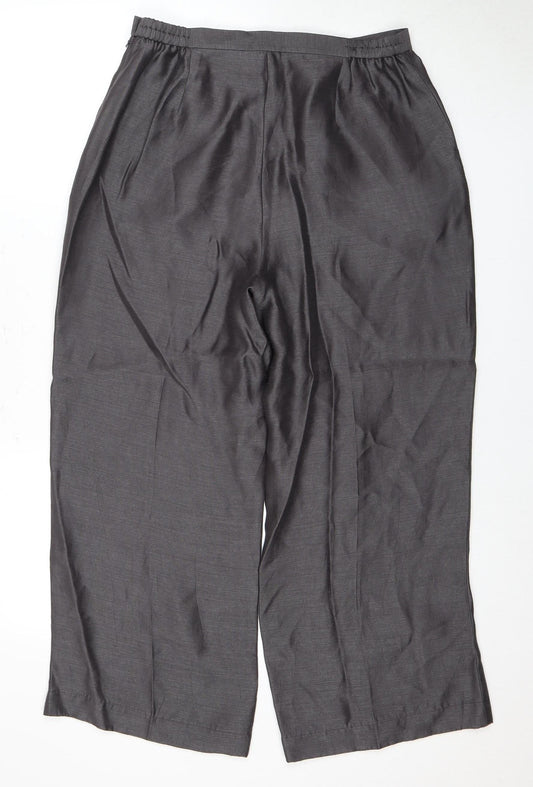 Jacques Vert Women's Grey Wide-Leg Trousers Size 14