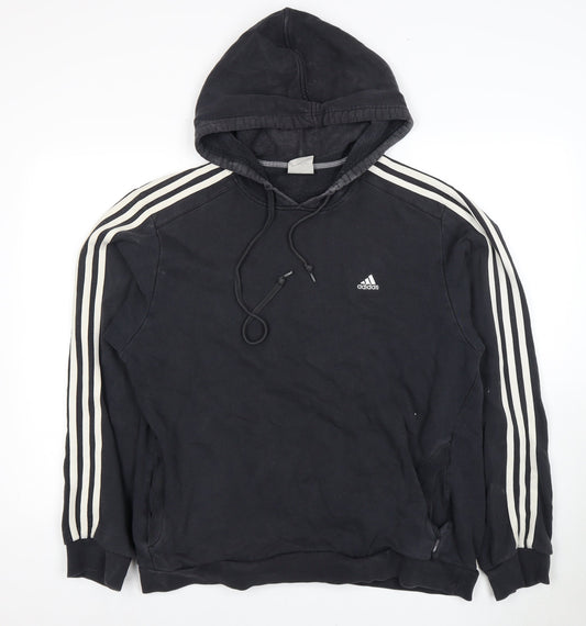Adidas Men's Black Hoodie Size L Pullover with Logo