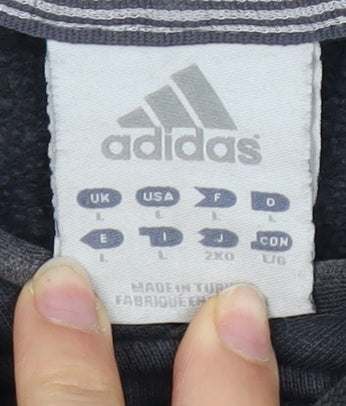 Adidas Men's Black Hoodie Size L Pullover with Logo