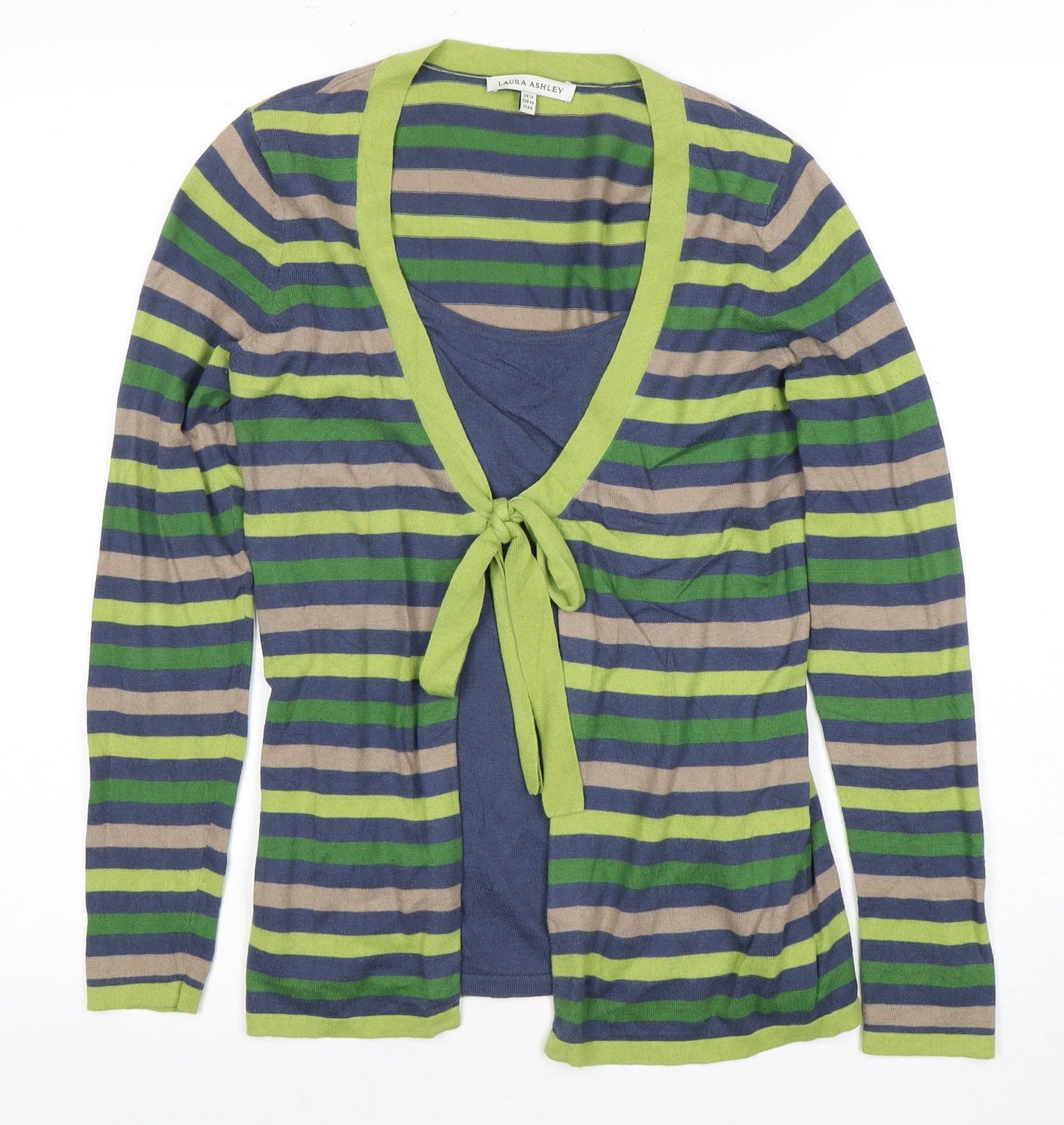Laura Ashley Women's Multicoloured Striped Cardigan - Size 10