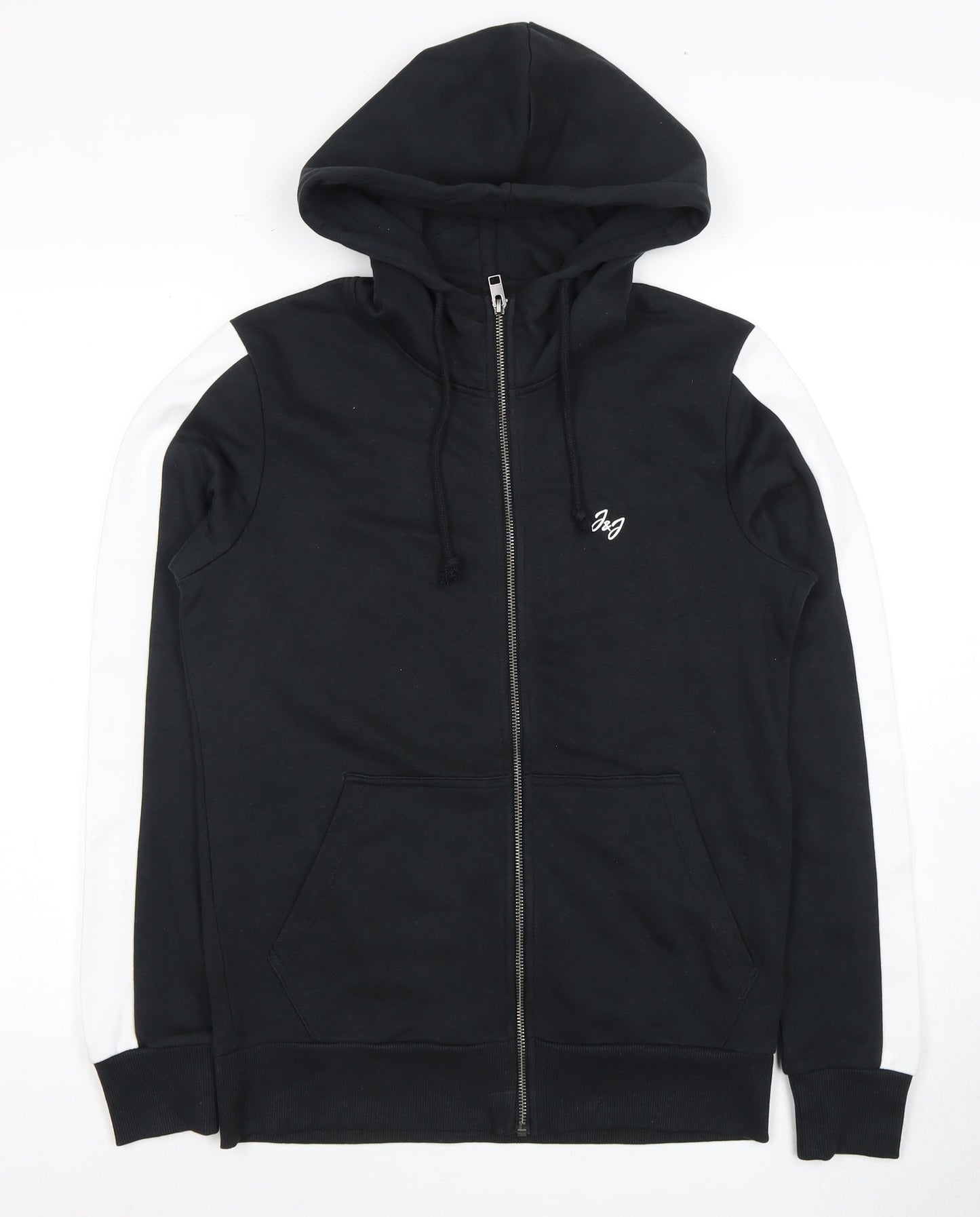 Mens UK Size XS JACK & JONES Black Full Zip Hoodie
