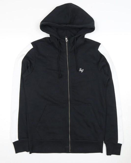 Mens UK Size XS JACK & JONES Black Full Zip Hoodie
