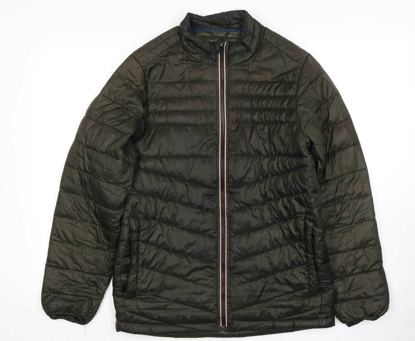 Jack & Jones Boys Green Puffer Jacket, Full Zip, Size 11-12 Years