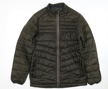 Jack & Jones Boys Green Puffer Jacket, Full Zip, Size 11-12 Years