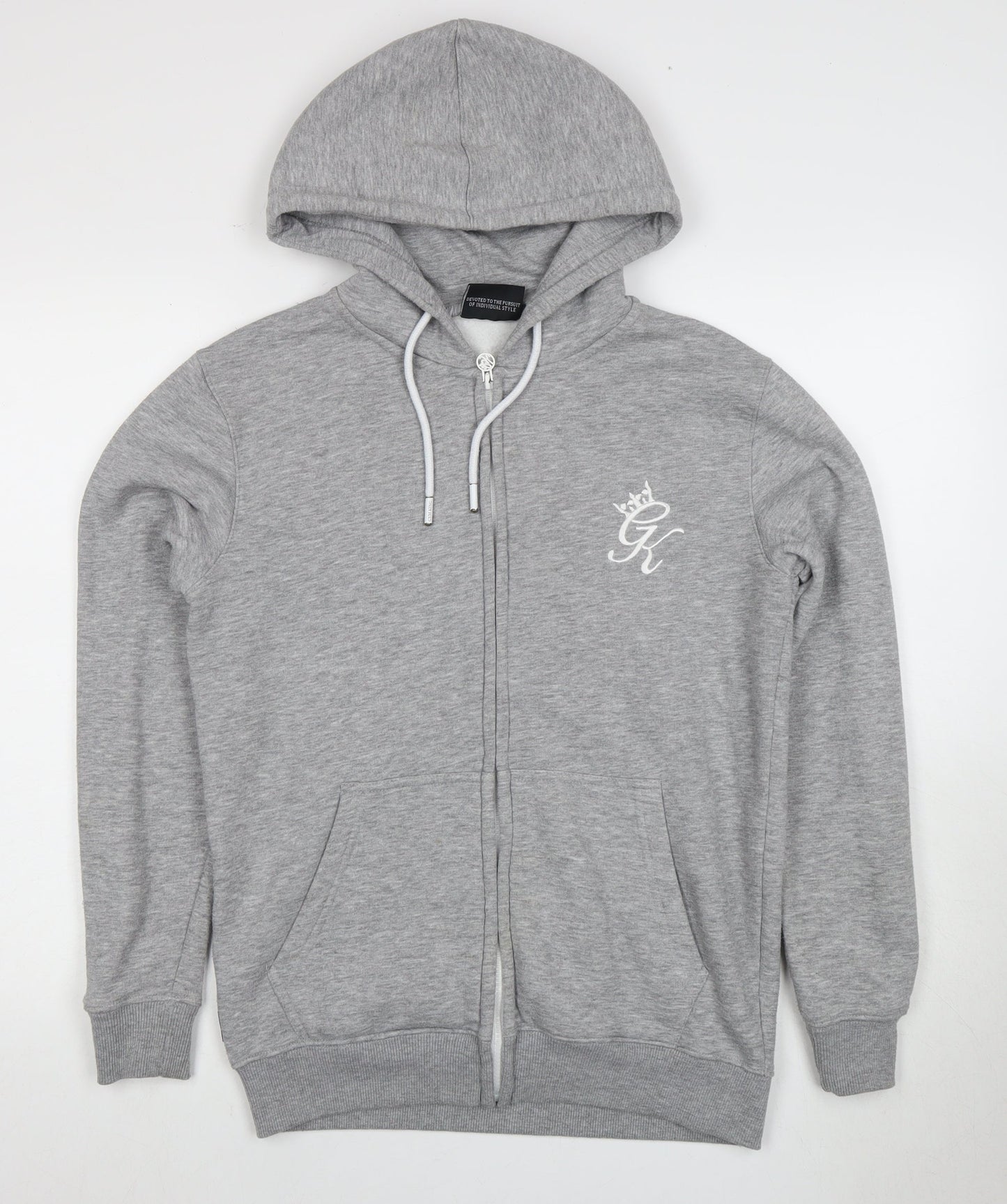 Mens UK Size S Gym King Grey Full Zip Hoodie
