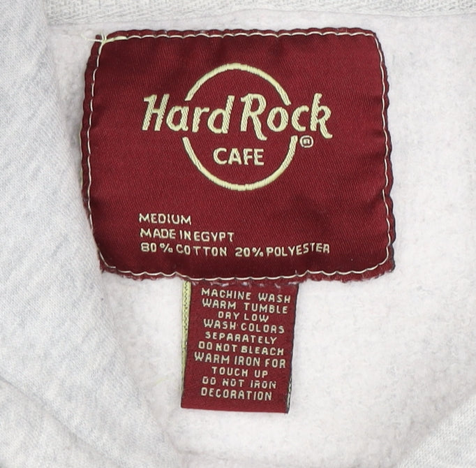 Unisex Adults UK Size M Hard Rock Cafe Grey Pullover Hoodie