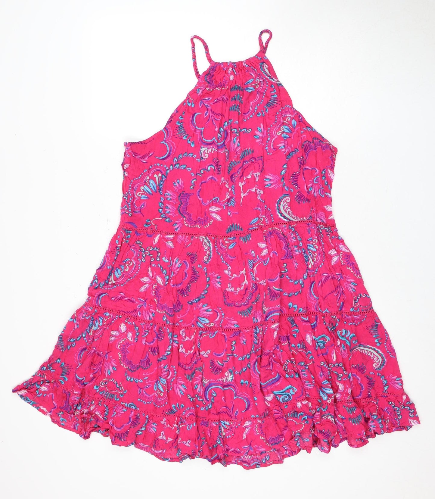 Oddam Women's Multicoloured Floral Halter Dress - L