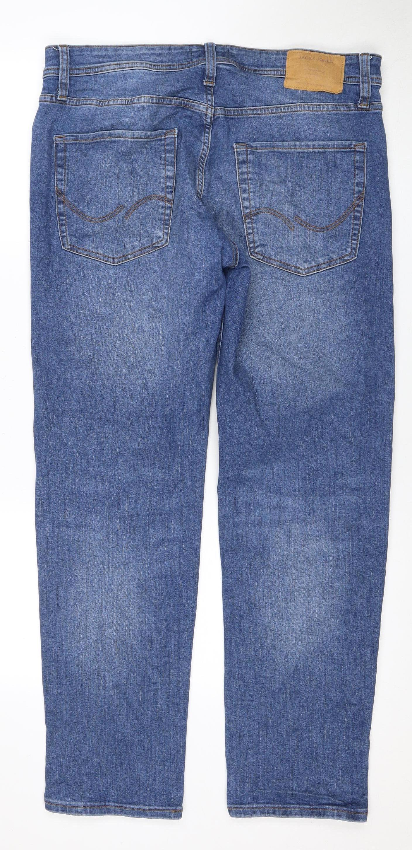 Jack & Jones Men's Blue Straight Fit Jeans, Size 34
