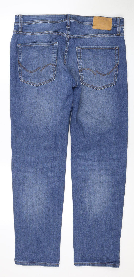 Jack & Jones Men's Blue Straight Fit Jeans, Size 34