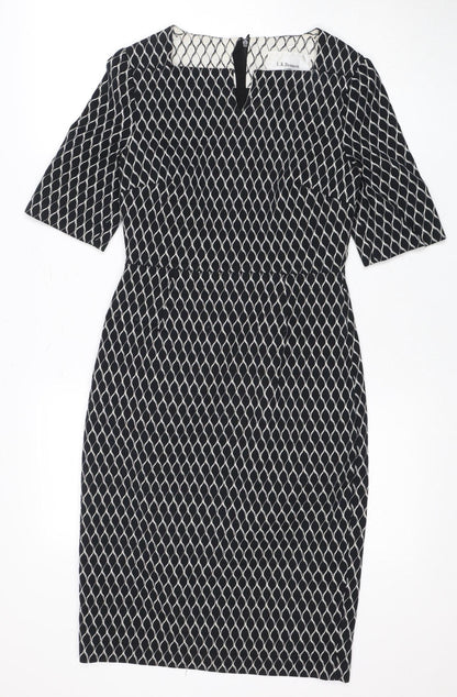 L.K. Bennett Women's Black Geometric Pencil Dress