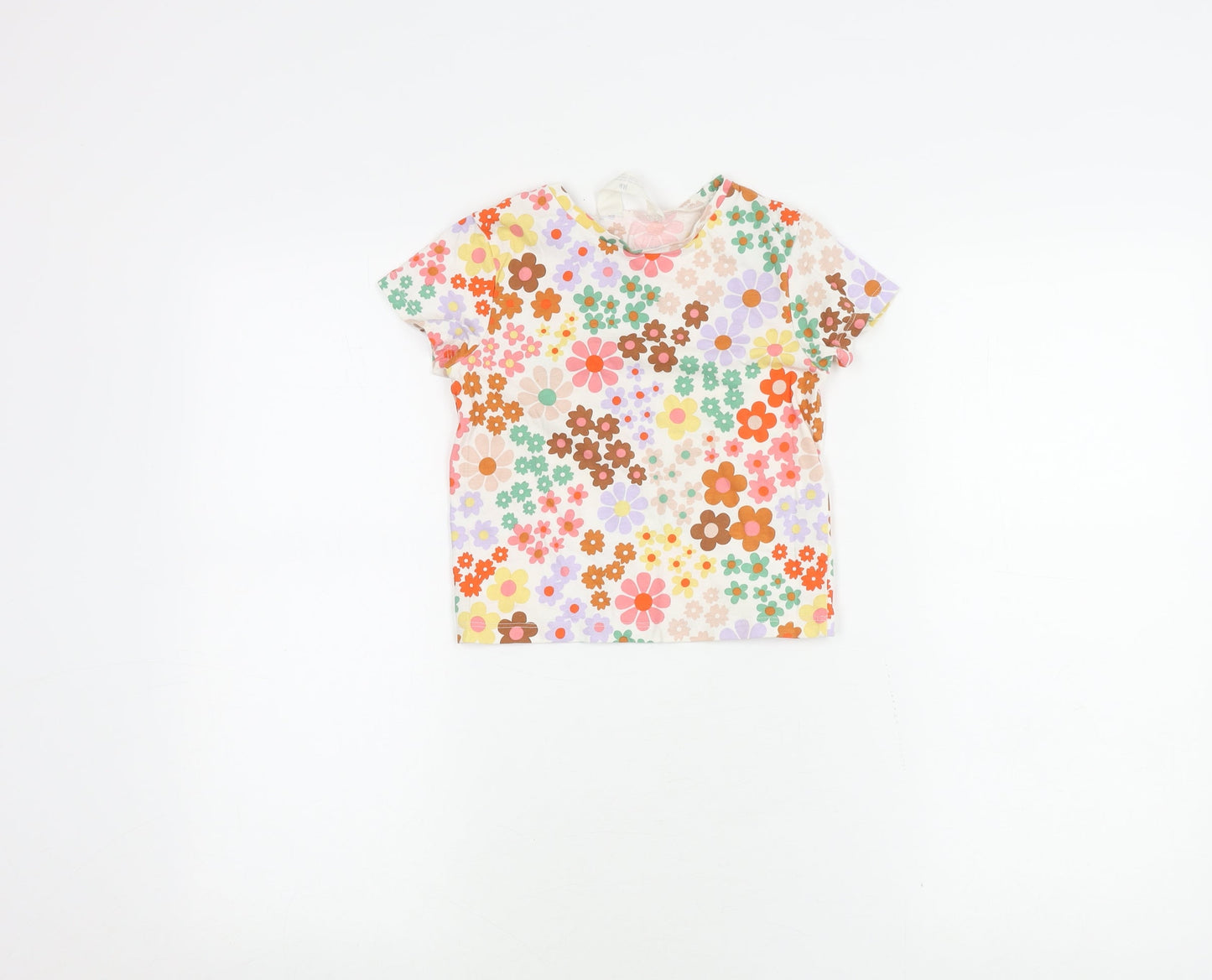 H&M Girls Floral Multicoloured Cotton T-Shirt 2-4 Years