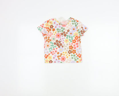 H&M Girls Floral Multicoloured Cotton T-Shirt 2-4 Years