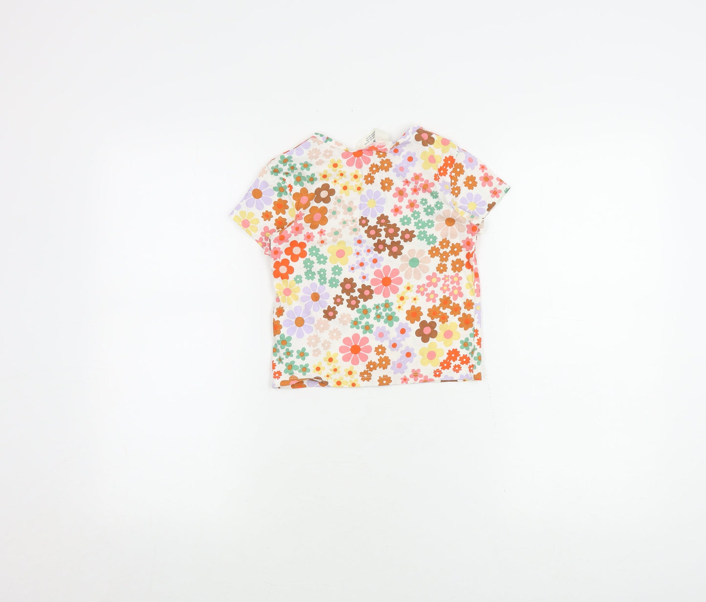 H&M Girls Floral Multicoloured Cotton T-Shirt 2-4 Years