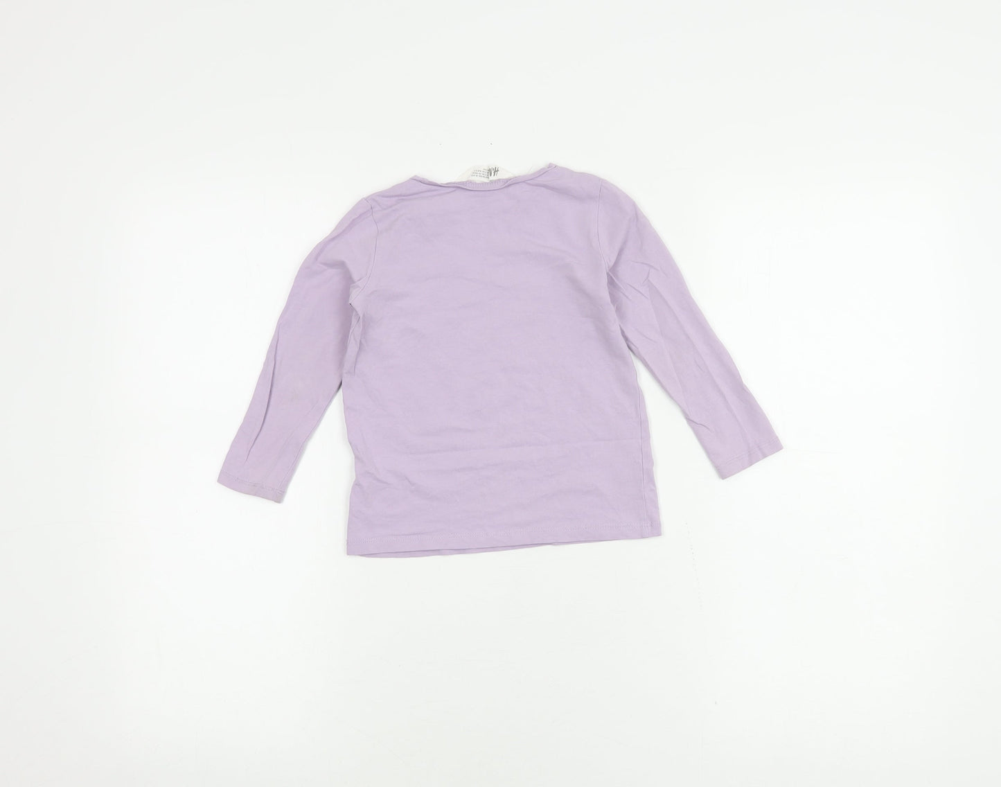 H&M Girls Purple Long Sleeve T-Shirt 2-3 Years Butterfly