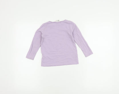H&M Girls Purple Long Sleeve T-Shirt 2-3 Years Butterfly