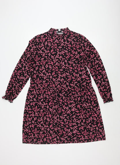 Warehouse Women's Black Floral Long Sleeve Dress Size 14