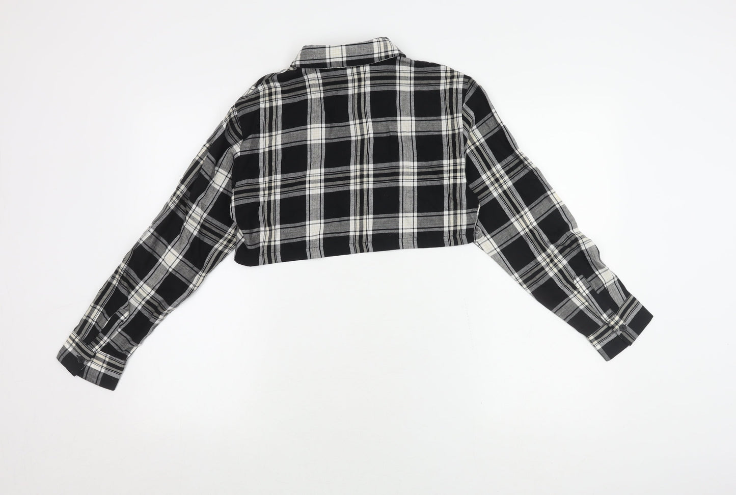 Womens UK Size 2XS H&M Black Cropped Button-Up
