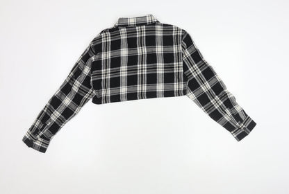 Womens UK Size 2XS H&M Black Cropped Button-Up